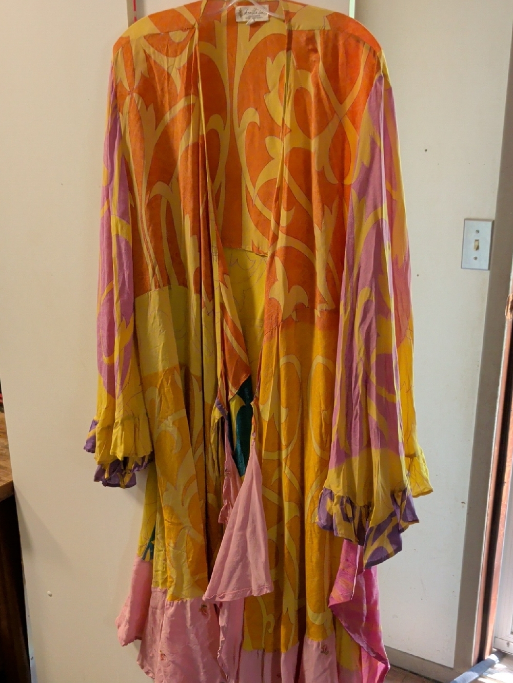 Kantha Bae Flourish Wrap Dress in Vibrant Yellow-Pink-Orange